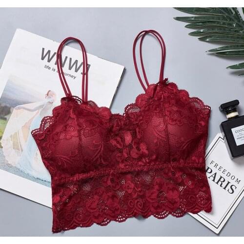 2020 Women Push Up Wireless Sexy Crop Lace Bra Top Sports Elastic Bralette Underwear Lingerie Full Cup