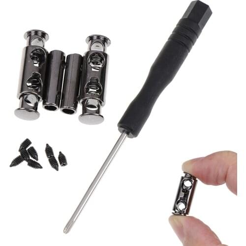 1Set Metal Lock Shoelace No Tie Shoe Laces Elastic Buckle Kids Adult Shoestring Accessories