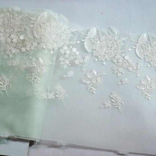1Meter 18CM Wide hydrangea Floral Embroidery Lace Trim Light Green Mesh Fabric For Lingerie Underwear Bra Dolls Dress Decor DIY