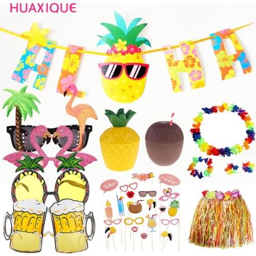 1PC Hawaii Tropical Party Decoration Sunglasses Flamingo Party Decor Pineapple Sun Glasses Hawaiian Pool Party Supplies