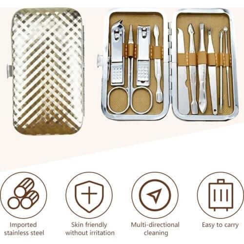 10PCS/Set Nail Clippers Manicure Pedicure Nail Care Kit With Stylish Case Nail Art Clippers Trimmers Nail Tools Home Travel Use