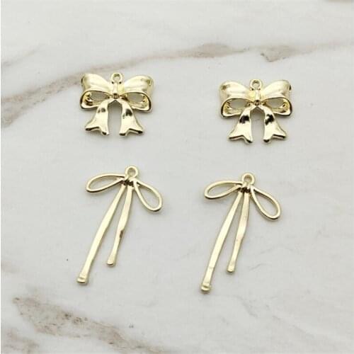 10pcs/lot Gold Color Geometric Knot Bow Metal Charms Connectors for Diy Earrings keychain Necklace Pendant Jewelry Accessories