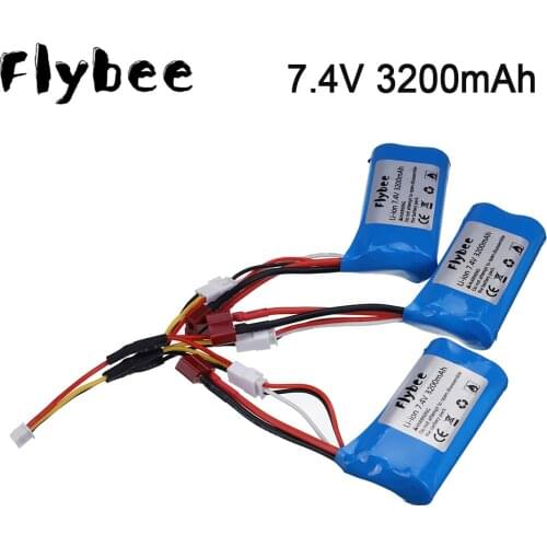 18650 7.4V 3200MAH 20C Lipo Battery 2S for Wltoys 10428 12428 12423 Q46 RC Car Parts Upgrade 7.4 V 3200 MAH Batteries
