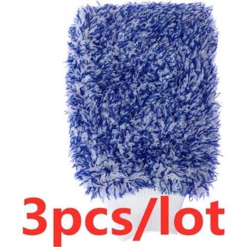 3pcs/lot Soft Large Microfiber Wash Mitt Car Washing Glove High Density Cleaning Plush Doubleside Colored Velvet Glove