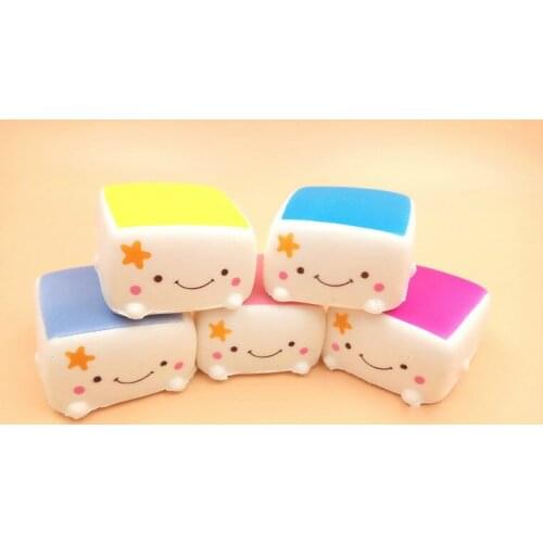 30pcs PU 6cm kawaii Japan Bean curd tofu squishy charm slow rising Simulated Toy For Kids