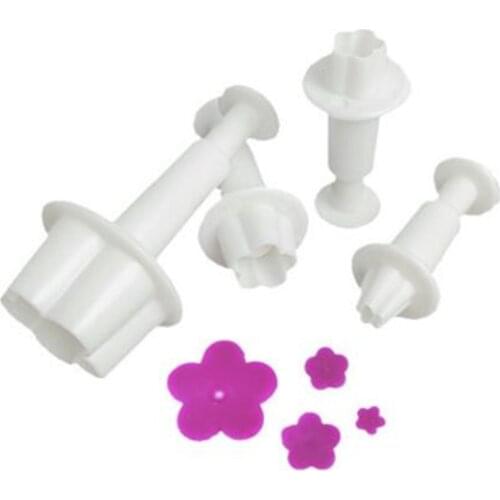 4Pcs/Set Plum Blossom Flower Plunger Fondant Cutter Sugarcraft Cake Decorating Tools DIY Cookie Stamper Baking Accessories