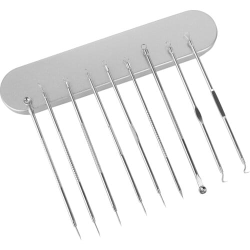 9Pcs Stainless Steel Acne Needle Set Blackhead Comedone Pimple Extractor Remove Tool Face Skin Care Clean Beauty Tools Kit