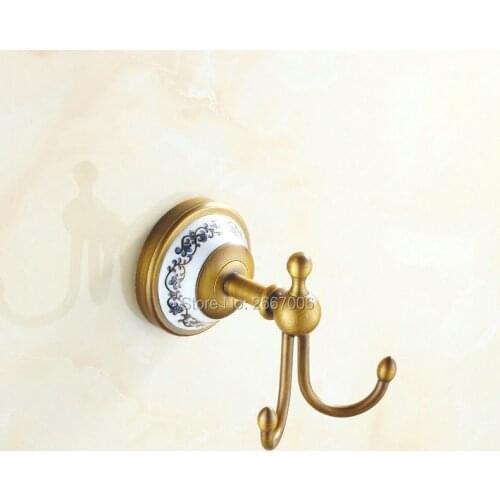 Free shipping Best selling Wall Mount Retro Antique Bronze Ceramic Bathroom accessories Robe Hook Clothes Hook Towel Hook ZR2102