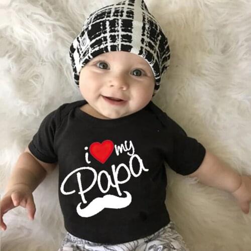 I Love My Papa Toddler Newborn Bodysuit Letter Print Baby Boys Girls Romper Onesie Short Sleeve Playsuit Summer Cotton Outfits