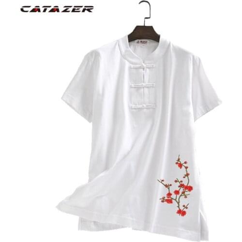Catazer Tai Chi Uniform Kung Fu Uniform Short Sleeve Traditional Chinese Clothing for Women Uniform Tang Suit Wing Chun