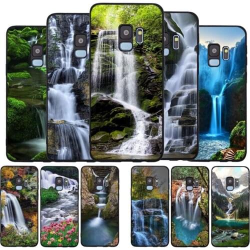 Waterfall Natural scenery black Soft phone Case For Samsung S20 S10 S9 S8 S7 edge Plus Lite Note 8 9 10 A6 A7 A8 A9 2018