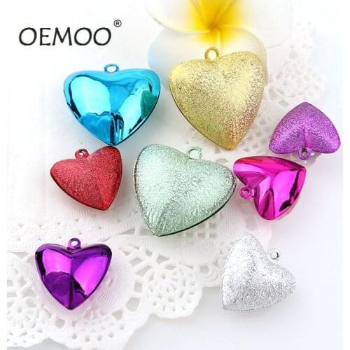10PCS Colorful Metal Heart Jingle Bells Loose Beads Festival Party Decoration/Christmas Tree Decorations/DIY Crafts Accessories