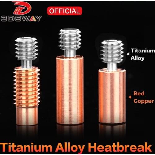 3DSWAY 3D Printer Parts HS Hotend Heat Break Throat Heatbreak Smooth Heater Block All Metal 1.75mm with PTFE Tube CR10 Ender 3