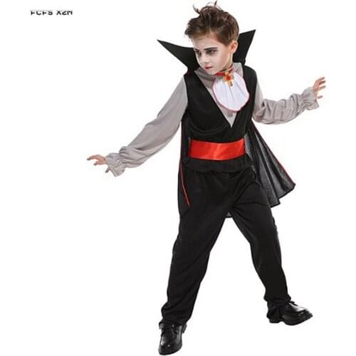 Boys Halloween Dracula Costumes Kids Children Vampire Scary Cosplay Carnival Purim parade Masquerade Stage Role Play party dress