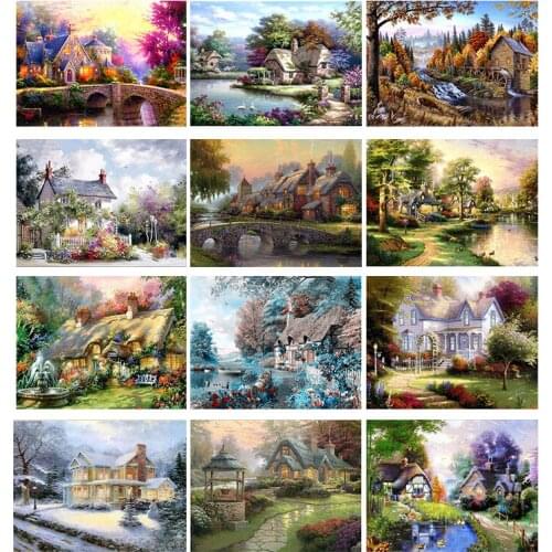 House Garden scenery 5D diy Needlework diamond embroidery wedding decoration resin mosaic diy diamond painting cross stitch kits
