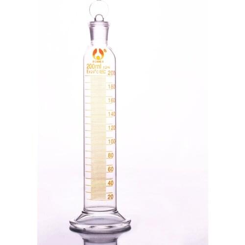 High borosilicate glass measuring cylinder with graduations and ground-in glass stopper,Capacity 200ml,Laboratory Cylinder