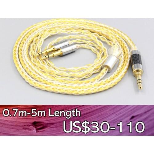 LN007317 8 Core OCC Silver Gold Plated Braided Earphone Cable For Oppo PM-1 PM-2 Planar Magnetic 1MORE H1707 Sonus Faber Pryma