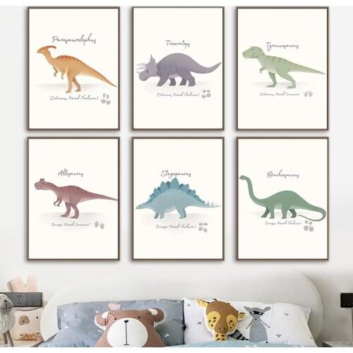 Jurassic Cute Dinosaur Tyrannosaurus Wall Art Canvas Painting Nordic Posters And Prints Animal Wall Pictures For Kids Room Decor