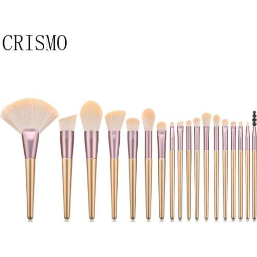 CRISMO Luxe Professional 18pcs Synthetic Hair Foundation Eye Shadow Blending Beauty Makeup Brushes Set Eyeliner Brush