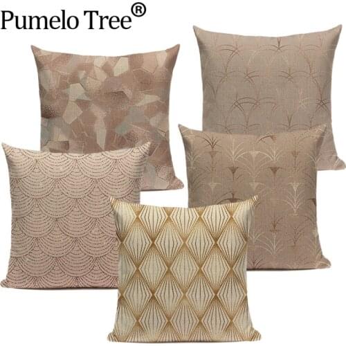 Rustic Style Cover Pillows Gold Cover Cushion Kissen Simple Style Decorative Pillowcase Shabby Chic Geometric Decor Cushions