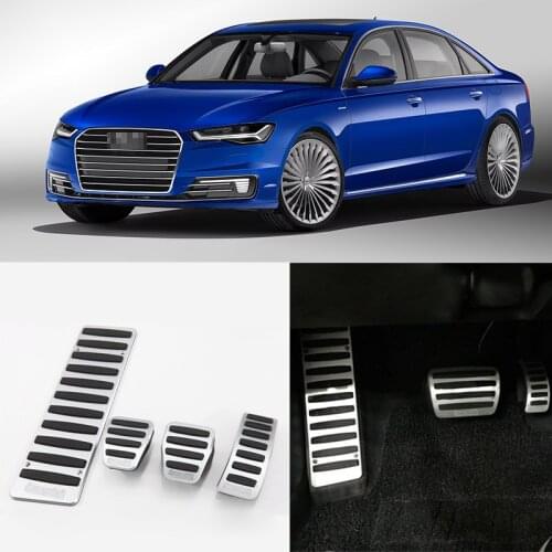Brand New 4pcs Aluminium Non Slip Foot Rest Fuel Gas Brake Pedal Cover For Audi A6L 2010-2016 MT