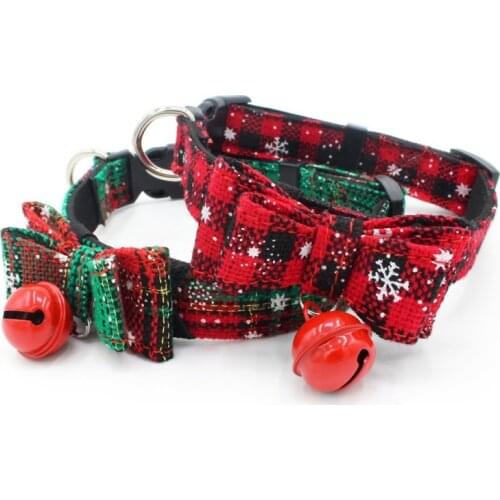 Pet Dog Collar Dog Bow Tie Christmas Pet Dog Cat Collar Accessories Small Dogs Cats Bowknots Adjustable Collar Necklace