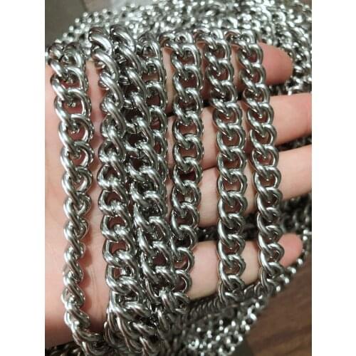 Lot 5meter in bulk Cool Heavy 9mm Stainless Steel Shiny Smooth Cowboy Link Chain jewelry findings / Marking Chain bag accesories