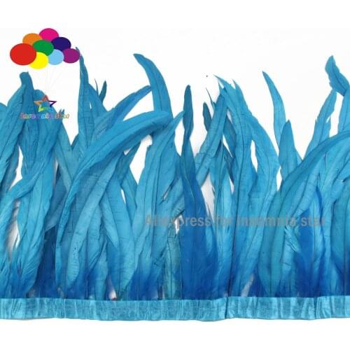 2 meters lake blue rooster chicken feathers 25-35cm 10-14inches long diy cock tails Feather trims fringes wedding customes decor