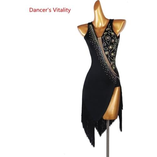 Latin Dance Competition Dress for Women Latin Dancing AB Stones Sleeveless High-End Custom Chacha Dance Performace Outfit