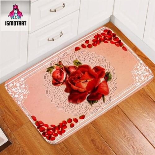 Rose by Ismot Esha Carpet Flower Non-slip Soft Area Rug Floral Pink Floor Mat 3D Print Petal Doormat For Bedroom 50x80cm
