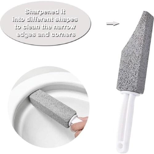 Pumice Stone Toilet Brush, Household Toilet Bowl Cleaner Limescale Stain Remover with Long Plastic Handle 2020 New Arrivals