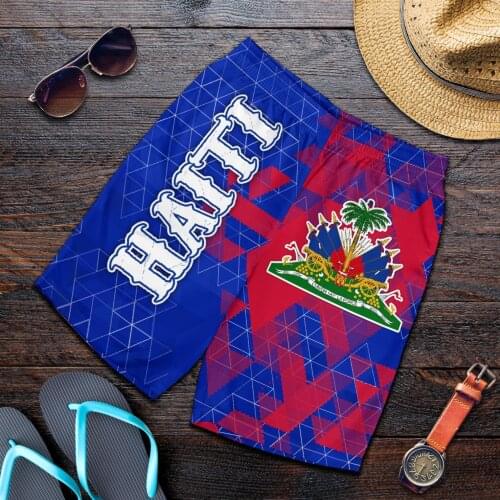 Tessffel Country Emblem Flag Caribbean Sea Haiti Island Retro Men/Women 3DPrint Summer Streetwear Beach Casual Short Pants A3