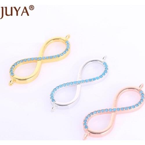 Ketting Hanger Gold Rose Gold Color Copper With Rhinestone Infinity Charm Pendant For Diy Women Bracelet Necklace Making