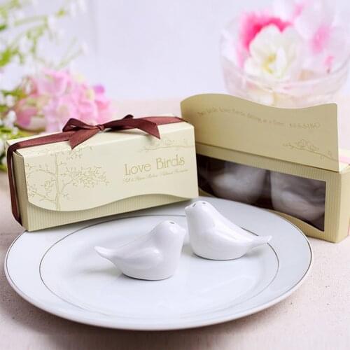 2pcs/set Love Birds Ceramic Salt And Pepper Shaker Wedding Favors For Cheapest Wedding Gift And Party Favors