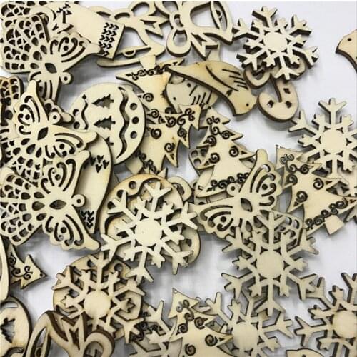 200PCS 35MM-40MM Unfinished Wood Cutouts Wood Tree Shape Natural Wood Pieces for DIY Crafting Ornament Embellishments