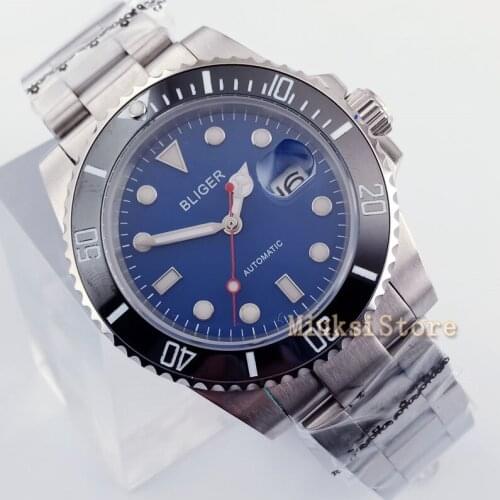 40mm Automatic bracelet Sport Hommes blue dial Masculino Luminous Relogio Date Horloge Montres Top Marque Luxe Hommes
