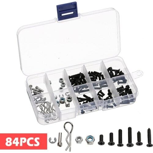 84Pcs/Box RC Car Shell R Buckle Repairing Self-tapping Flat Head Screws Lock Nut Tools Kit for RC Car Accessories