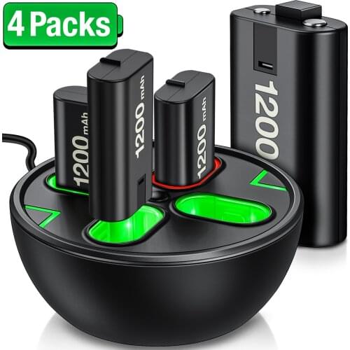 4x1200mAh Rechargeable Battery For Xbox Series X|S/Xbox One S/X Wireless Gamepad + Charger Dock For Xbox One Controle Battery