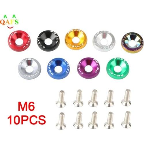 Aluminum 10Pcs Car Modified Hex Fasteners Fender Washer Bumper Engine Screws