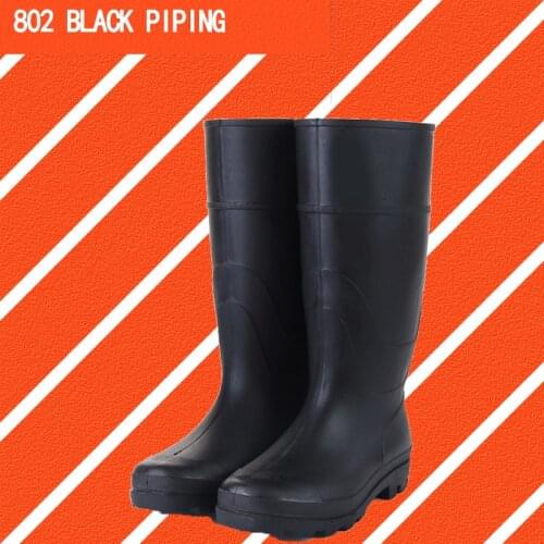 Black Safety PVC Work Rain Boots Oil Resistant Mens PVC Rain Boots Steel-Toe Rubber Boots Wholesale Upper Outsole Men shoes