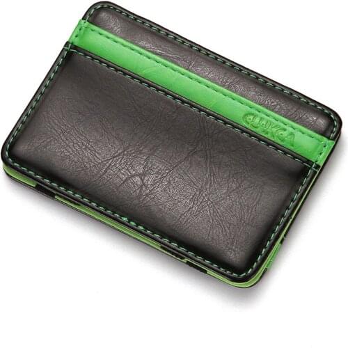 CUIKCA Korean Version Unisex Magic Wallet Money Clip Slim Purse Carteira Women Men Retro Leather Wallet ID Credit Card Cases