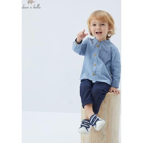 DB17694 dave bella spring baby boys casual striped letter clothing sets kids fashion long sleeve sets children 2 pcs suit