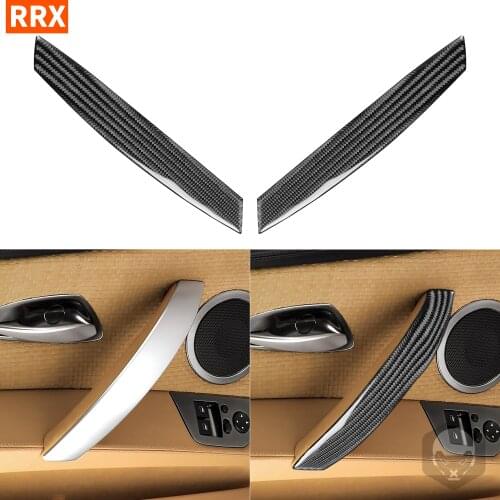 For BMW Z4 E85 2003-2008 Carbon Fiber Stickers Black Color Door Grips Interior Trim Door Pull Cover Car Styling Accessories