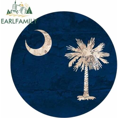 EARLFAMILY 13cm x 13cm For Rustic South Carolina State Flag Motorcycle Car Stickers Creative Graphics Decal Car Accessories