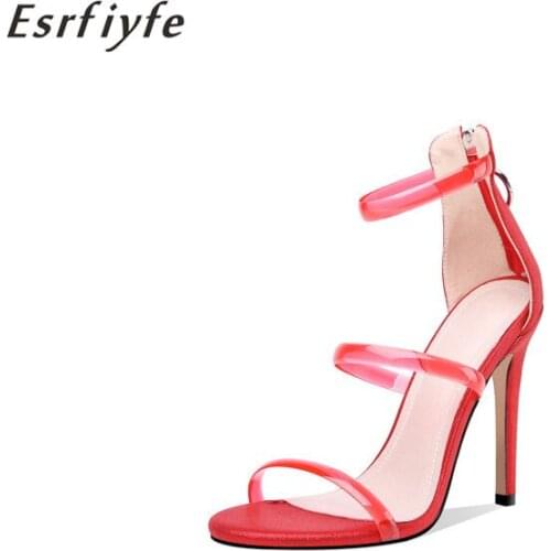 ESRFIYFE Fashion Sandals Women Shoes Extreme High Heels PVC Jelly Transparent Shoes Clear Peep Toe Ladies Stiletto Sandals Femme