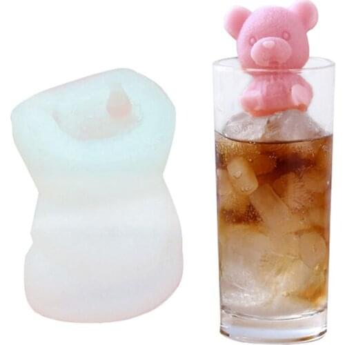 Ice Cube Mold Silicone Cute Animal Ice Cube Mold Abrasive 3D Ice Cube Mold Bear Mold Silicone Creative Coffee Milk Tea Ice cube