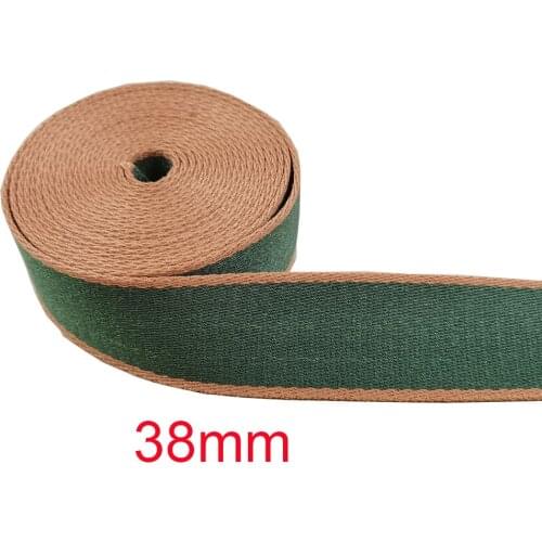 38mm Cotton Webbing Striped Green Brown Webbing Strap Purse Ribbon Bag Strap Polyester Webbing Canvas Belt Backpack Strap