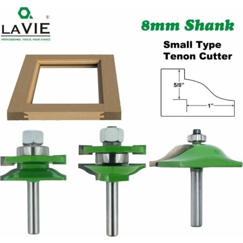 8mm Shank 3pcs Door Panel Cabinet Tenon Router Bit Cabinet Rail & Stile Set Panel Raiser Ogee Milling Cutter for Wood MC02033
