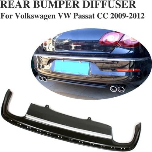 Black PU Rear Bumper Lip Diffuser Spoiler For Volkswagen VW Passat CC 2009-2012