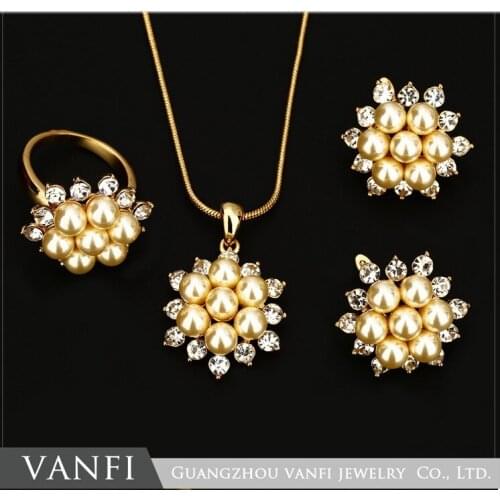 Beads Necklace Set 2018 Trendy Real Sliver/Gold Color White Imitation Pearl & Rhinestone Party Necklace Bracelet Jewelry Sets